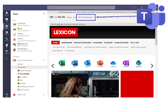 Lexicon 365 kommer du åt direkt via en flik i Teams
