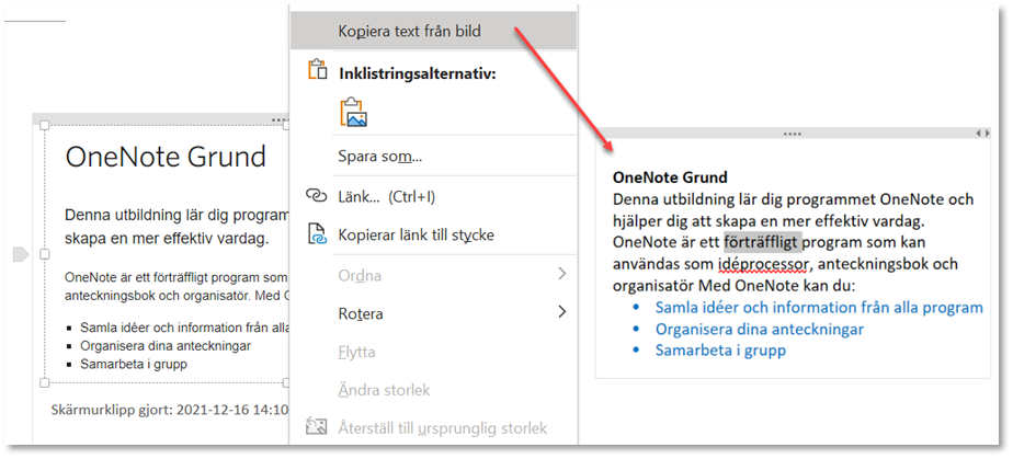 OneNote OCR l sning Lexicon